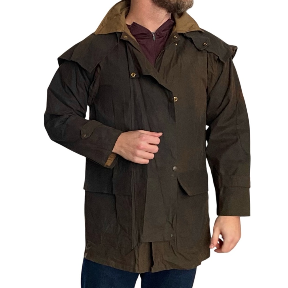 Driden Oilcloth Waxed Drover Coat Brown Bradmill Chore Field XS Duster Western